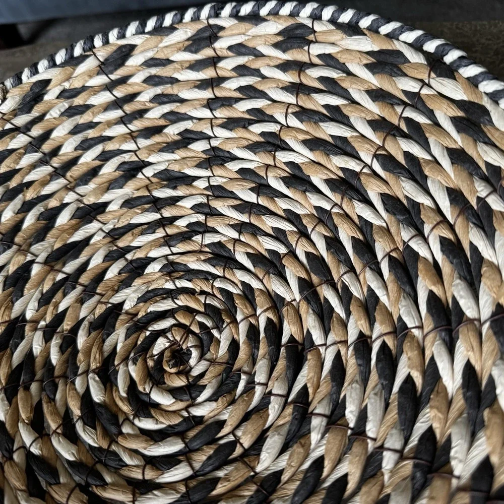 Black, White, Tan Woven Basket 12